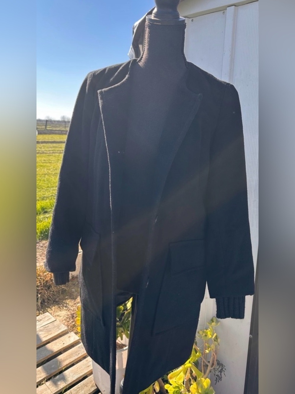 J JILL PEA COAT WOMENS BLACK 50%WOOL SMALL